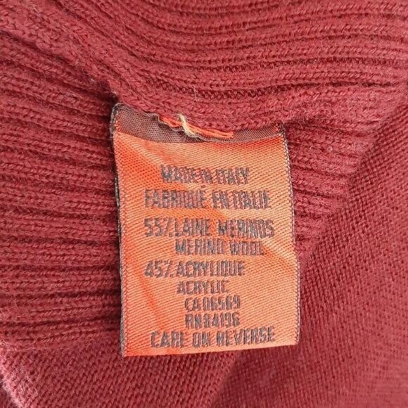 REPORT COLLECTION Italy Wool Blend Burgundy Fine Knit Crewneck Sweater Mens Sz L - Picture 12 of 13